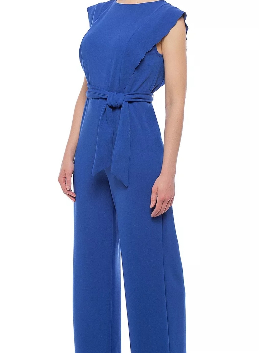 Isaac Mizrahi- Elegant Royal Blue Sleeveless Jumpsuit with Waist Tie